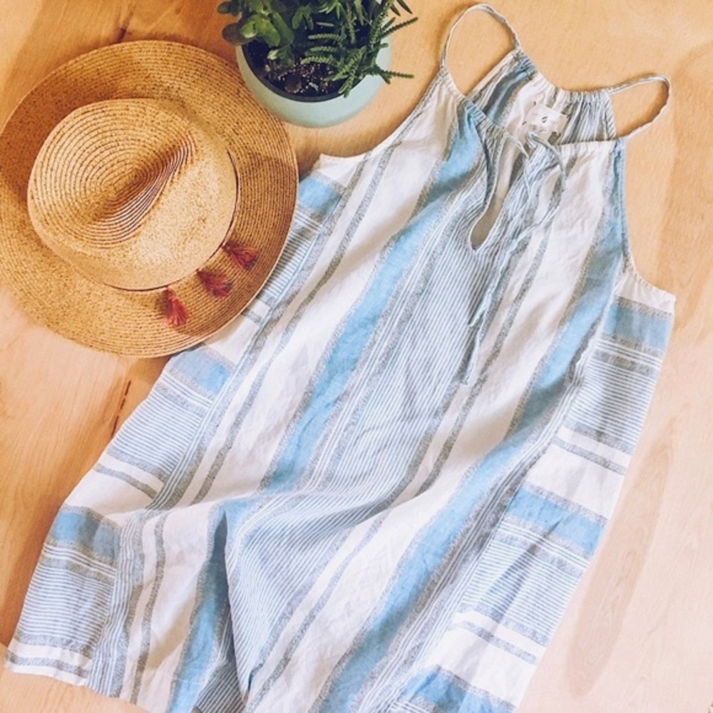 Lou & Grey Striped Linen Hacienda Cutaway Dress